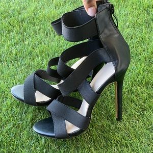 Black strappy heels